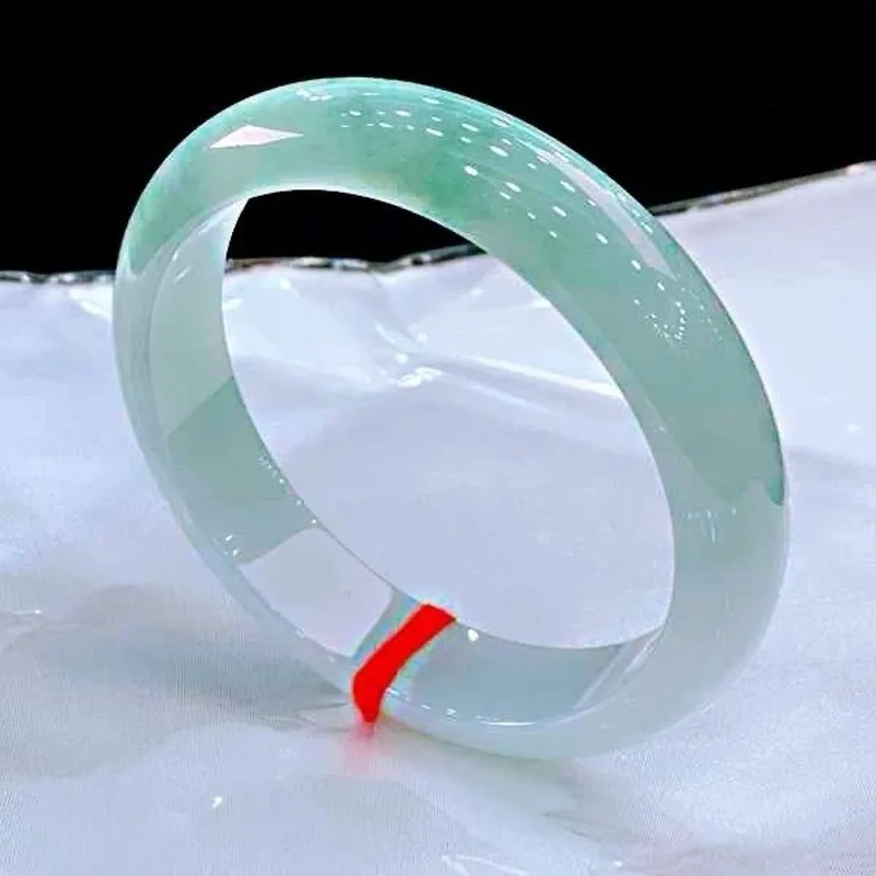 Myanmar , Natural Ice Jadeite for Women, Light Green Jade Bracelet, Girl's Style, Noble Lady Brace view 2