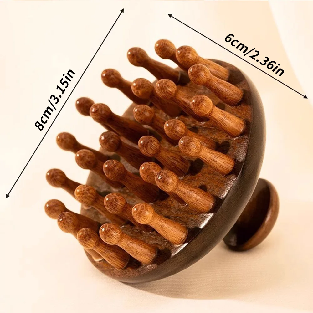 

1 high-end round wooden massage comb for scalp and meridians - Soothing and relaxing hair massager