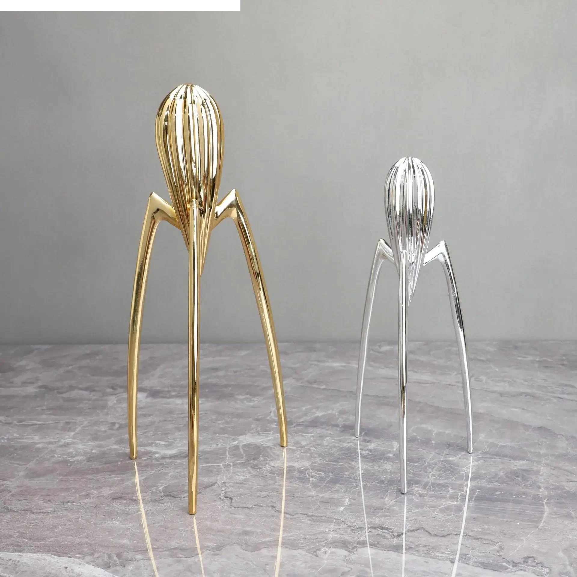 Metal Handicraft Golden Octopus Spider Longlegged Abstract Animal Sculpture Decorative Figurines Home Decoration