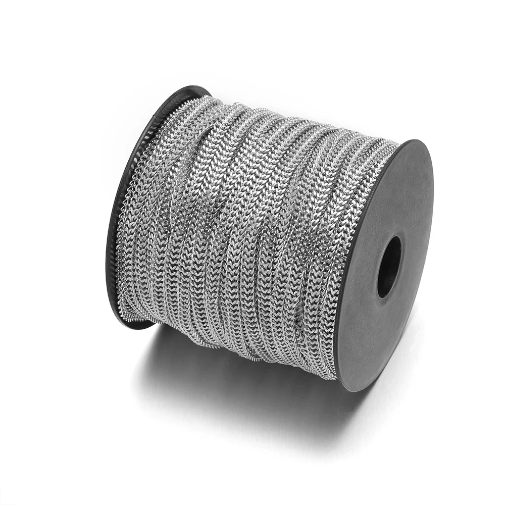 1 Meter kubanische flache Ketten aus Edelstahl, Breite 5,5 mm, für DIY trendige Schmuckherstellung, Punk-Hip-Hop-Halskette, Armbänder, Zubehör – Detail 5