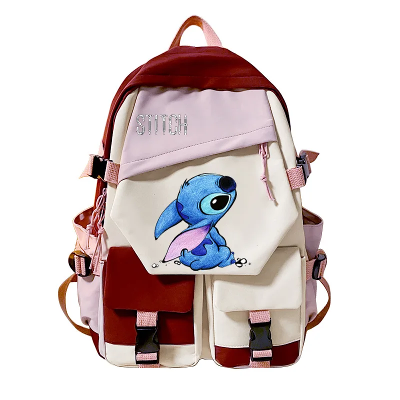 Lilo Stich Schult asche drucken Farbkontrast Rucksack Disney Mode Jungen Mädchen Student Kinder große Kapazität Tasche Weihnachts geschenke