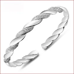 925 Sterling Silver Twisted Infinity Bangle para Mulheres e Meninas, Bracelete Cruz, Jóias Retro para Festa, Charme da Moda, Presentes de Natal