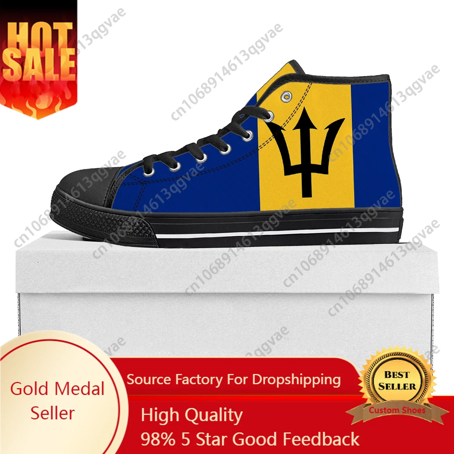 Barbados Flag High Top High Quality Sneakers Mens Womens Teenager Canvas Sneaker Barbados Casual Couple Shoes Custom Shoe