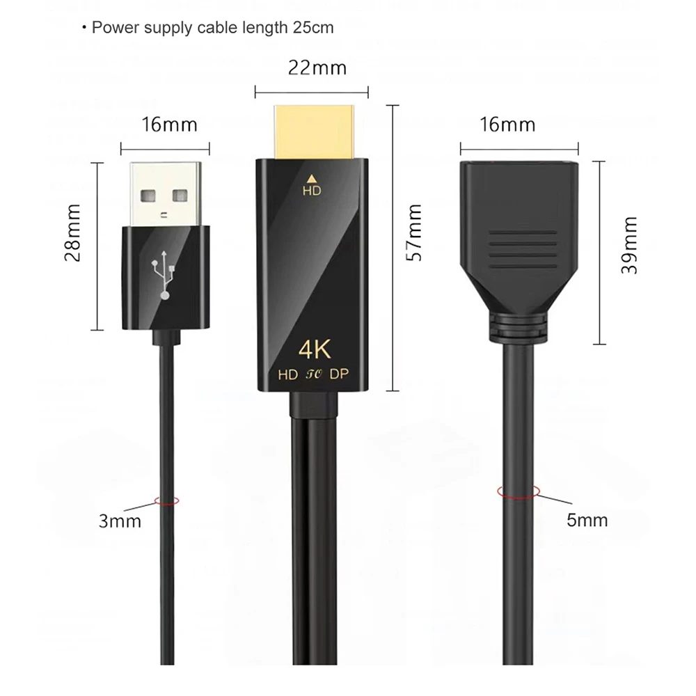 To Displayport Converter Cable 4K HDMI2.0 Adapter For PC TV Box PS5 Laptop Projector To DP Cable