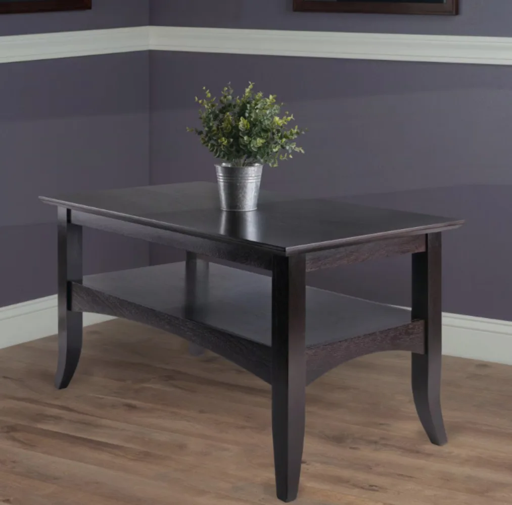 Camden 34 Zoll. Kaffee-Couchtisch aus rechteckigem Holz, Konstruktion aus massivem Holz