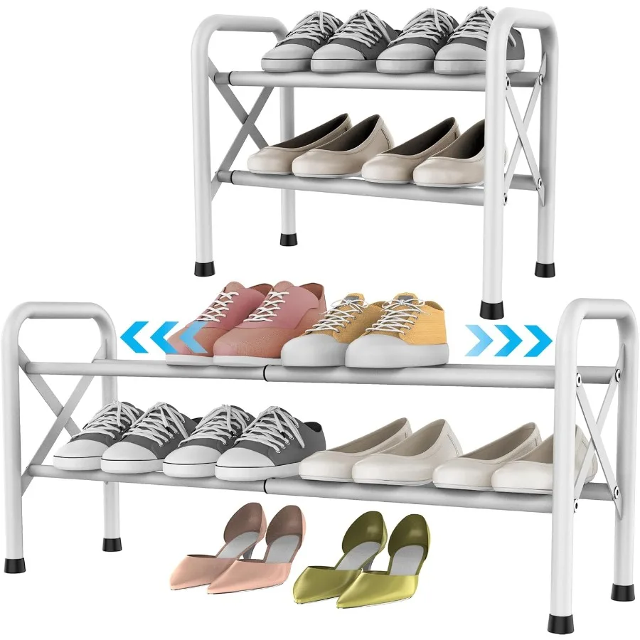 

2-уровневые отдельно стоящие полки для обуви, белая полка для хранения обуви, металлическая полка для хранения обуви на 12 пар обуви