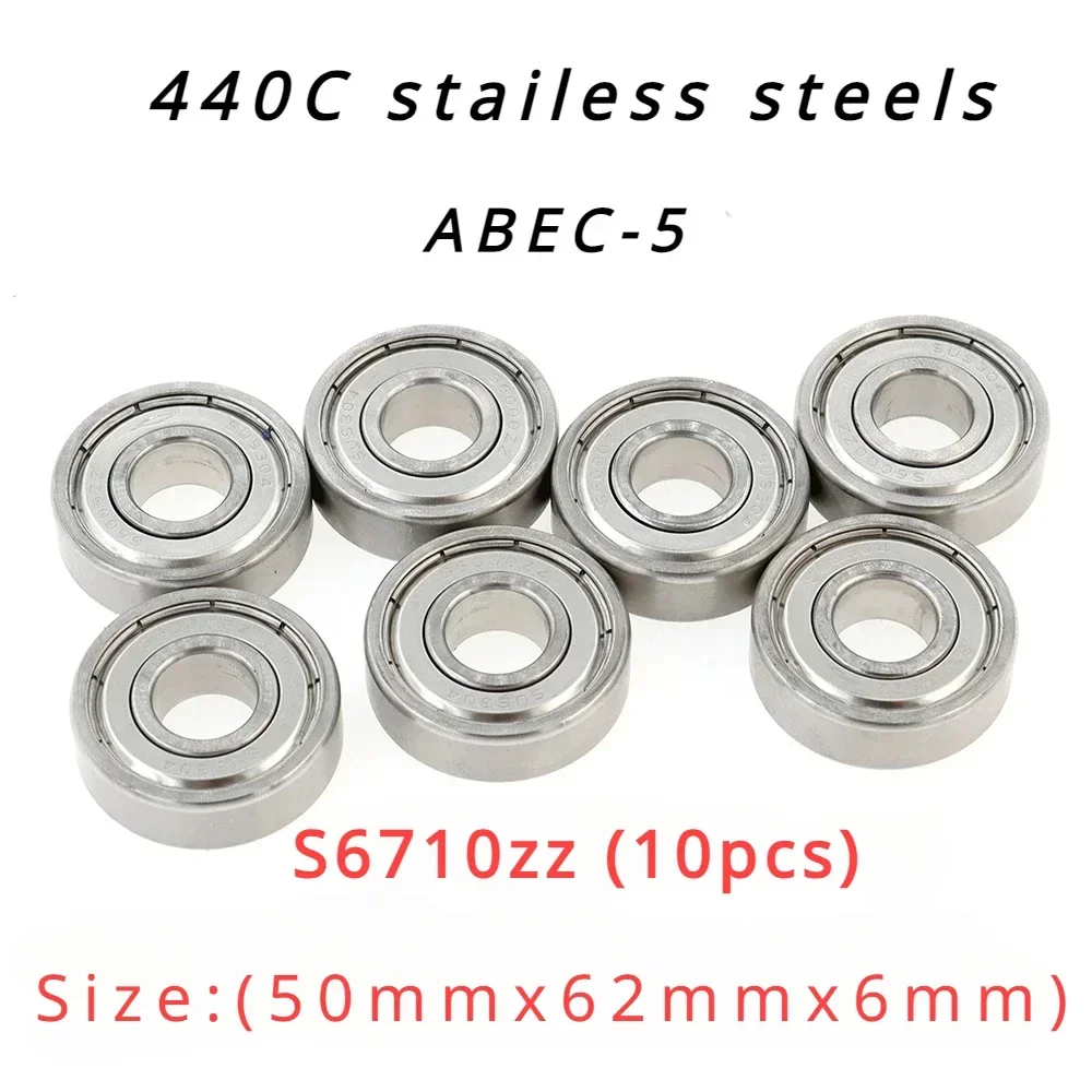 

Veekaft High Performance 440C Stainless Steels ABEC-5 Deep Groove Ball Bearings - S6710zz 10pcs Size:50mmx62mmx6mm