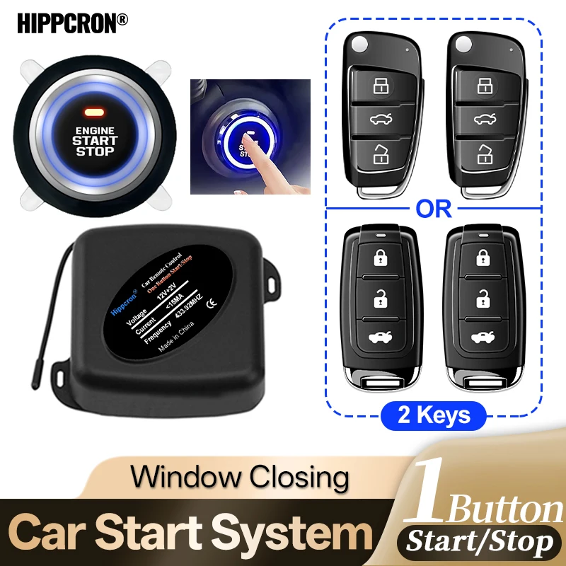 Hippcron Car Remote Control Keyless Entry Start System Central Door Lock Support Window and Trunk Control Function
