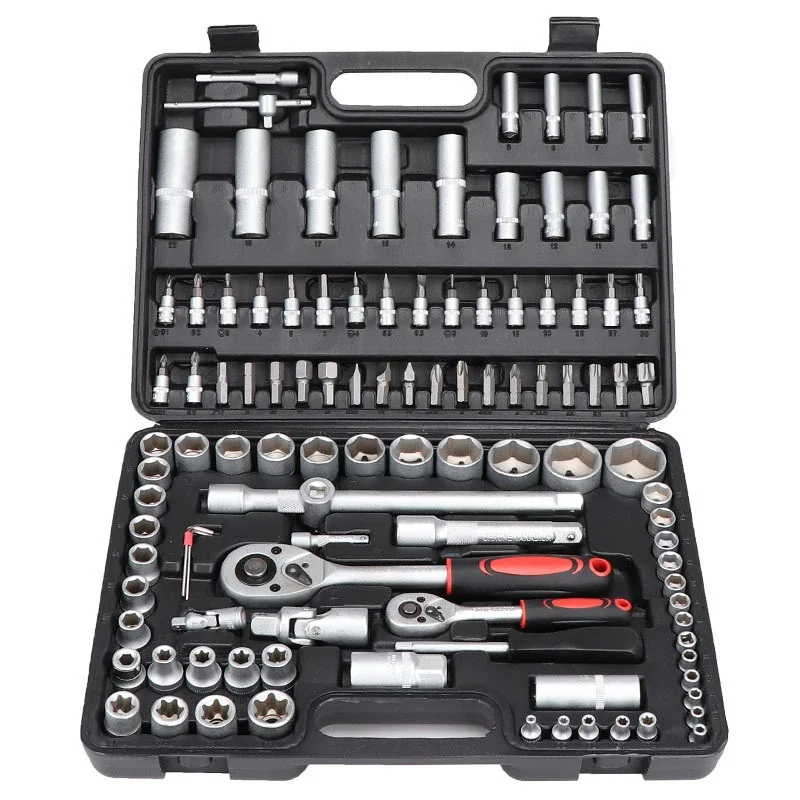 94PCS/108PCS Car Repair Tool Set Auto Repair Tool Kits Sockets Set Bit Set Ratchet Spanners Wrench