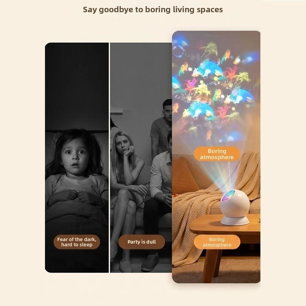 Rotating Dynamic Projector Light Dynamic Snowflakes Christmas Projector Light USB Powered Ocean Night Light Home Decor