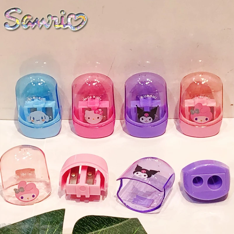 Sanrio-Olá Kitty apontadores de lápis para estudantes, Double Hole apontadores de lápis, Kuromi Cinnamoroll, Papelaria Material Escolar, 20PCs