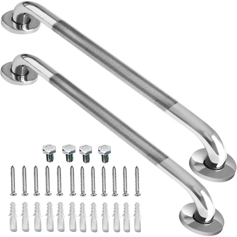 2 Pack 24 Inch Shower Grab Bar with Anti-Slip Grip, iMomwee Chrome Stainless Steel Bathroom Grab Bar Handle, Shower Balance Bar