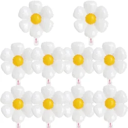 미니 화이트 데이지 꽃 호일 풍선, 생일 파티 용품, 베이비 샤워 웨딩 장식, 사진 소품, 글로보, 10 개