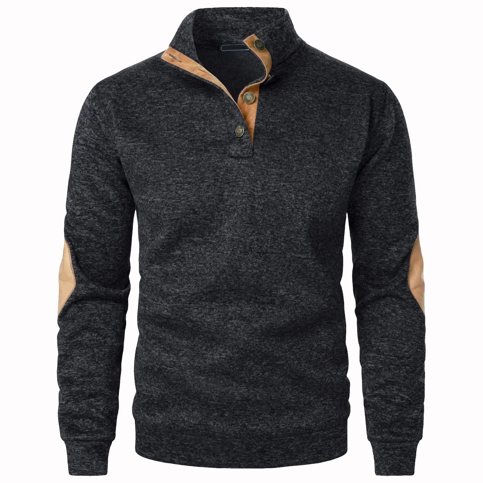 Mens Solid Color Hoodless Crewneck Hoodie Top Long Sleeve Base Shirt Plus Large Size Hooded Sweatshirt