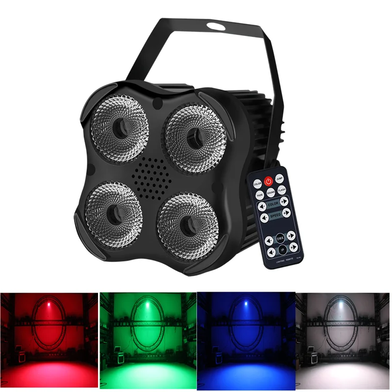 

25W Four Eyes LED Flat Par 4x8w RGBW 4IN1 Color Lighting DMX512 For Disco DJ Projector Machine Party Decoration Purple remote