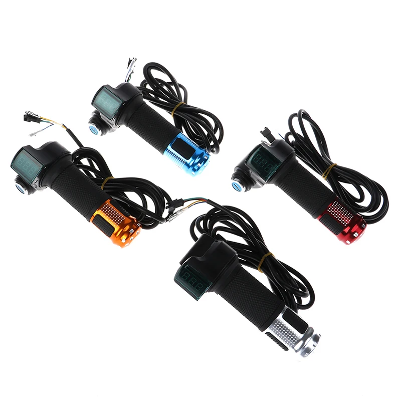 2pcs/1pair Universal  Electric Bike Throttle with LCD display Indicator Gas Handle Throttle for 12-99V E motocycle Bicycle parts