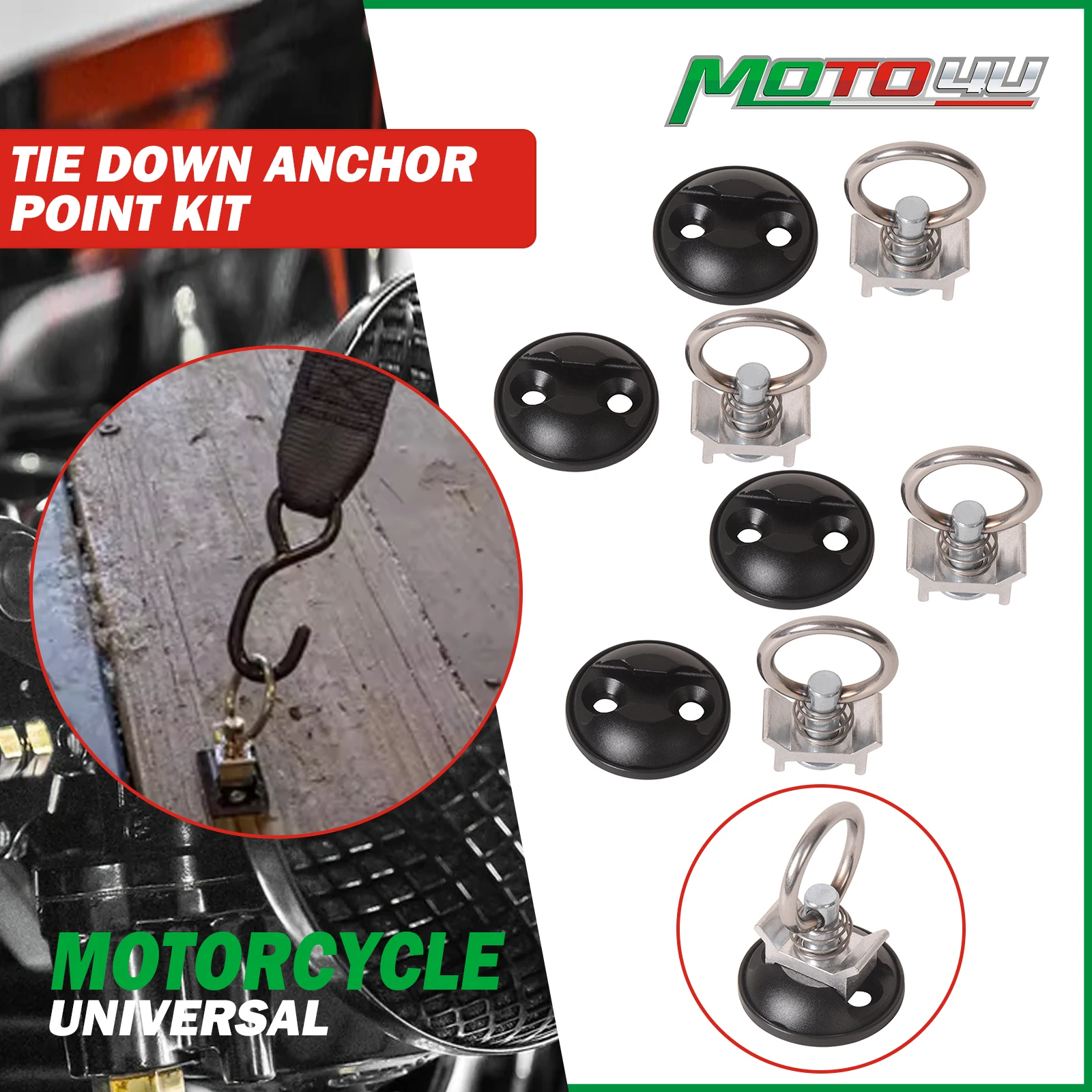 

Комплект из 4 круглых/квадратных анкерных точек, болт на гусеничном фитинге с быстроразъемным механизмом, совместимый с пикапом