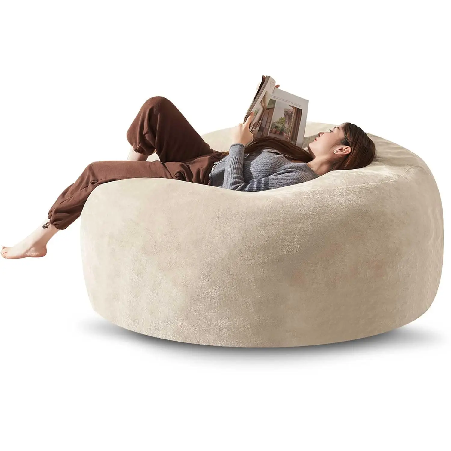 5Ft Memory Foam Bean Bag Chair Large Removable Flannel Cover Soft Sofa Living Room Bedroom Dorm 606024, Customized