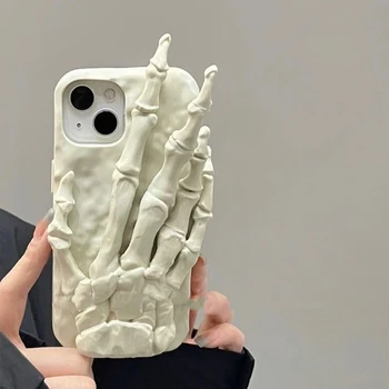 Funny Halloween three-dimensional skeleton mobile phone case, suitable for iPhone, creative personality