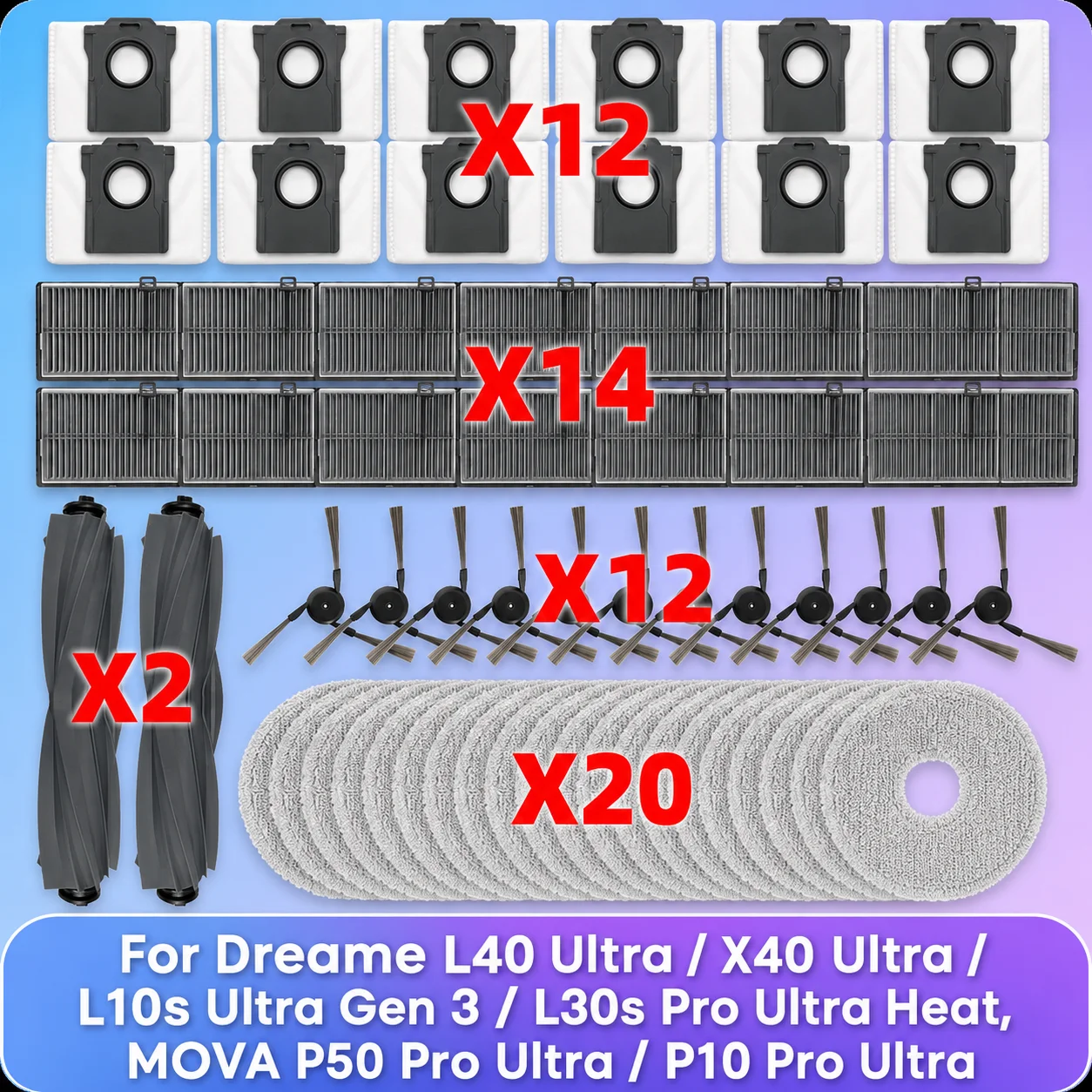 �y�Z�[�����z( Dreame L10s Ultra Gen 3 / L40 Ultra / X40 Ultra, MOVA L40 ULTRA, MOVA P50 Pro Ultra / P10 Pro Ultra ) �Ή� �|���@�����p�p�[�c ���C�����[���[ �T�C�h�u���V HEPA�t�B���^�[ ���b�v�N���X �p�b�h �_�X�g�o�b�O �A�N�Z�T���[