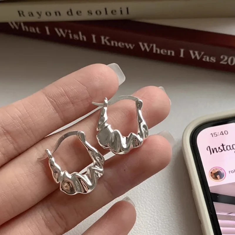 VENTFILLE-Boucles d'oreilles en argent regardé 925 pour femmes et filles, bijoux coréens irréguliers, cadeau de conception originale, livraison directe