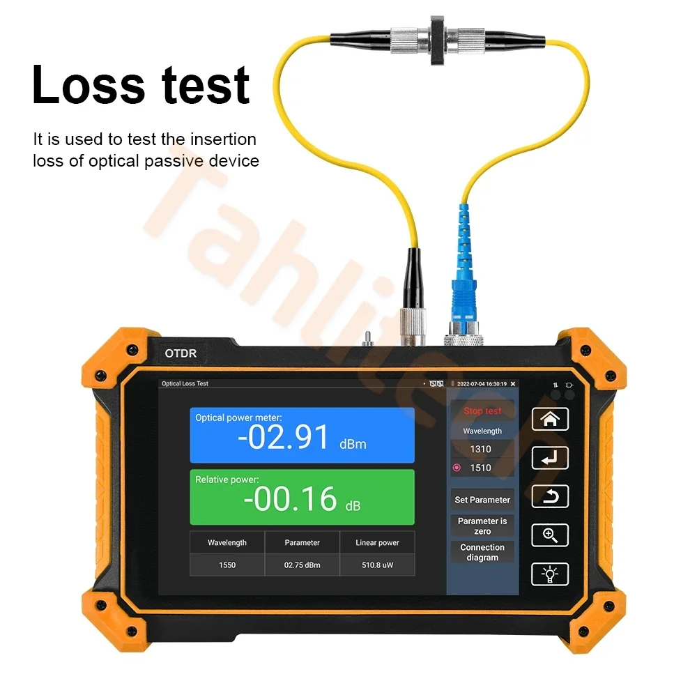 Mini OTDR Fibra Attiva Live Test 1550nm 24/26/28dB Riflettometro Ottico Touch Screen OPM OLS VFL Tester SC/UPC Connettore