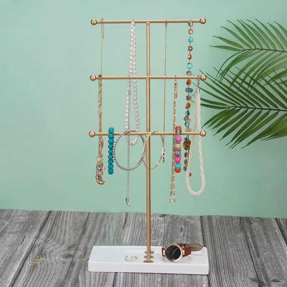 Jewelry Display Stand Three-Tier T-Shaped Ring Watch Bracelet Storage Rack Space-saving Jewelry Storage Holder Jewelry Accessory