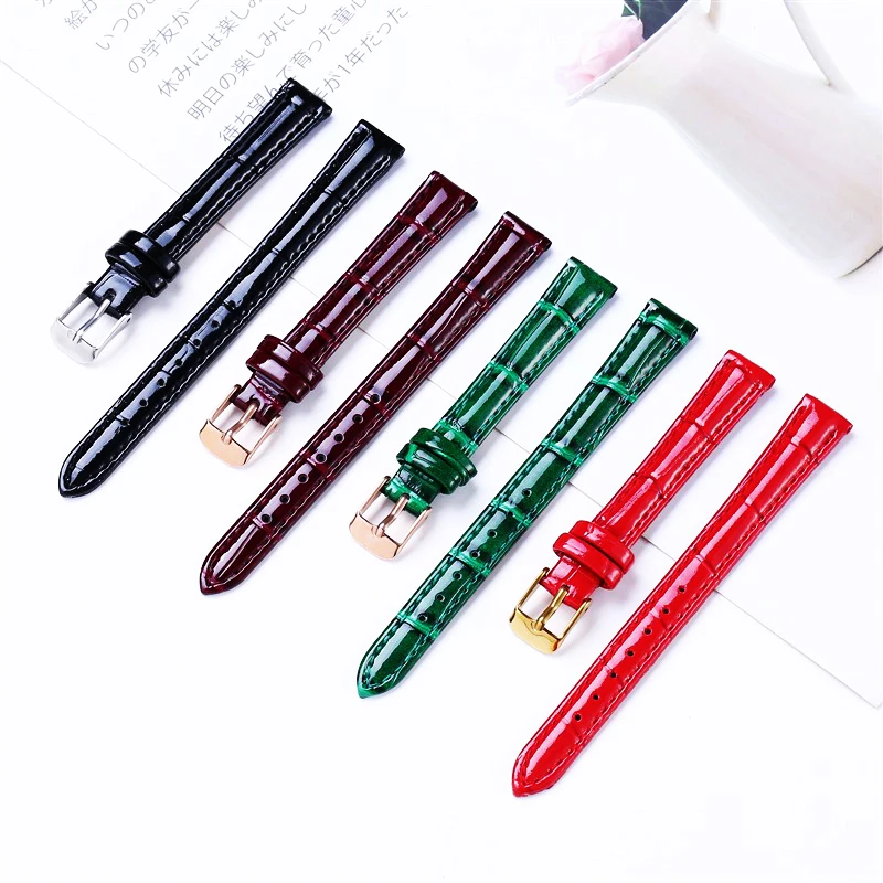 leather Watch Strap 12mm 14mm 16mm 18mm 20mm 22mm Leather Women Watch Parts Genuine Band Part Purple Green Blue Wine Accessory