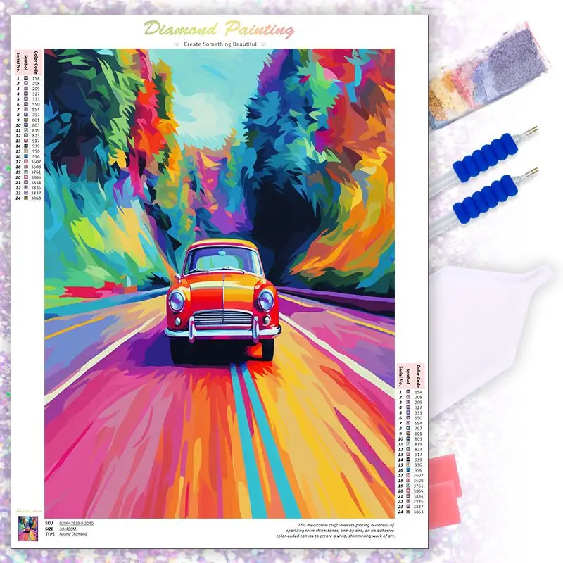 CHENISTORY Full Square Diamond Painting Colorful Highway 5D DIY Diamond Embroidery Art Kits Mosaic Car Handmade Gift