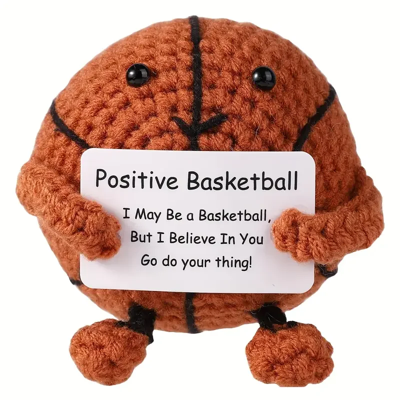 Basket-ball drôle positif fait à la main avec carte Crochet tricot soutien émotionnel mariné cadeau décoration de fête décor de noël