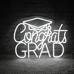 Congrats Grad Neon Signs USB Powered LED Neon Lights For Wall Decor Dorm class Room Birthday Event Party Backdrop Decoration