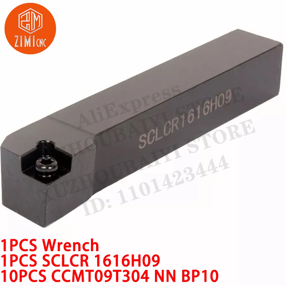 1 قطعة SCLCR 1616H09 حامل تحويل خارجي بزاوية 95 درجة و16 مم + 10 قطع CCMT09T304 NN إدخالات كربيد CNC مخرطة معدنية ميكانيكية أداة قطع