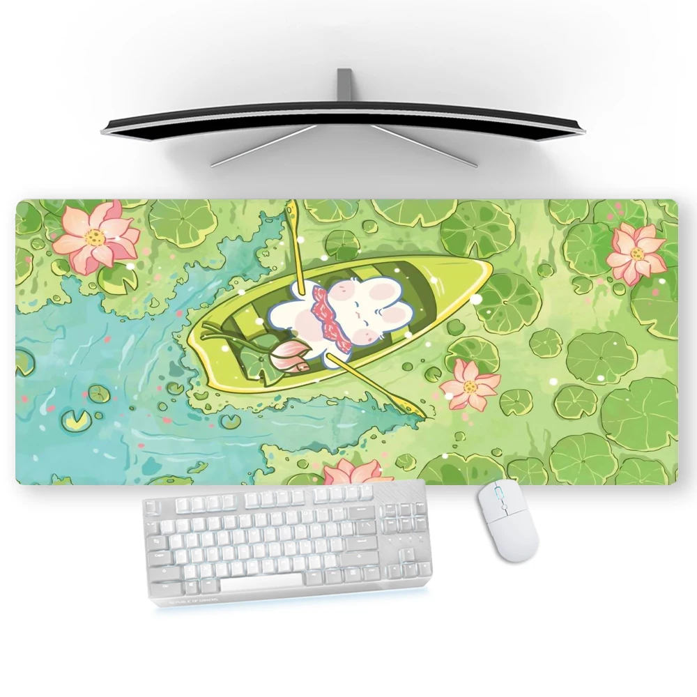 Kawaii Mousepad Green Mouse Pad Large Cute Bunny Desk Accessories Deskmat Office Computer Mat 80x30 Carpet Diy Custom Gamer Rug