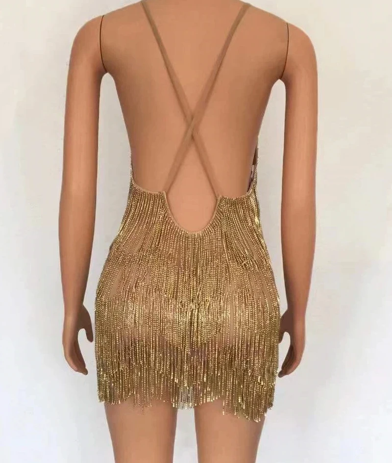 Female Latin Dance Performance Costume, Sexy Tassel Packaging, Big Diamond Tight Show Host, Singer Performance Costume