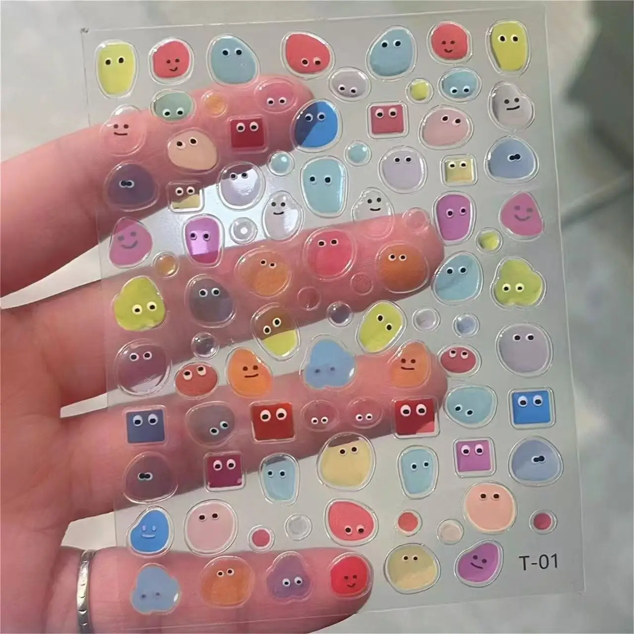 

3D Embossed Dopamine Nail Stickers Minimalist Line Circle Tulip Alphabet Love Heart Japanese Back Adhesive for Nail Beginners