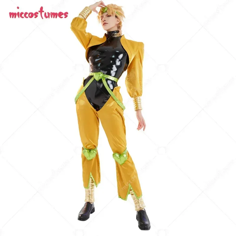 

Miccostumes Unisex Full Set Yellow and Black Cosplay Costume with Headdress and Bracers for Halloween Cosplay Costume