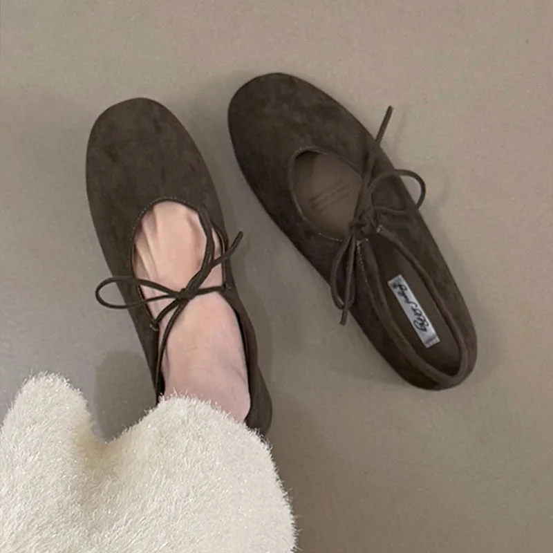 Modische Schmetterlingsknoten-Damenschuhe, flache Schuhe für Damen, lässige, weiche Schuhe mit runder Zehenpartie, Slip-On-Schuhe für Damen. – Detail 3