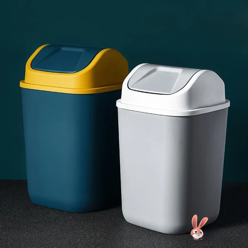 

Simple Cover Swing Lid Trash Can for Home Bedroom Bathroom Office Living Room Paper Basket Waste Bin 12L Long Tub Shape