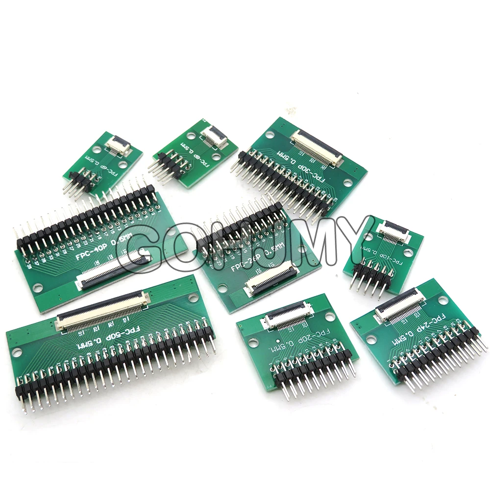 0.5mm 1.0mm To 2.54mm FPC FFC Adapter Board Connector Straight Needle And Curved Pin 6 8 10 12 20 24 26 30 34 40 50 60 80 Pin