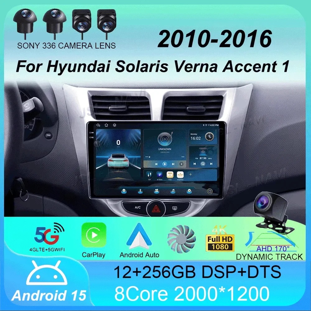 

Android15 Carplay Auto For Hyundai Solaris Verna Accent 1 2010 2011 2012 2013 -2016 Multimedia Player Car Radio DSP Stereo 2 Din
