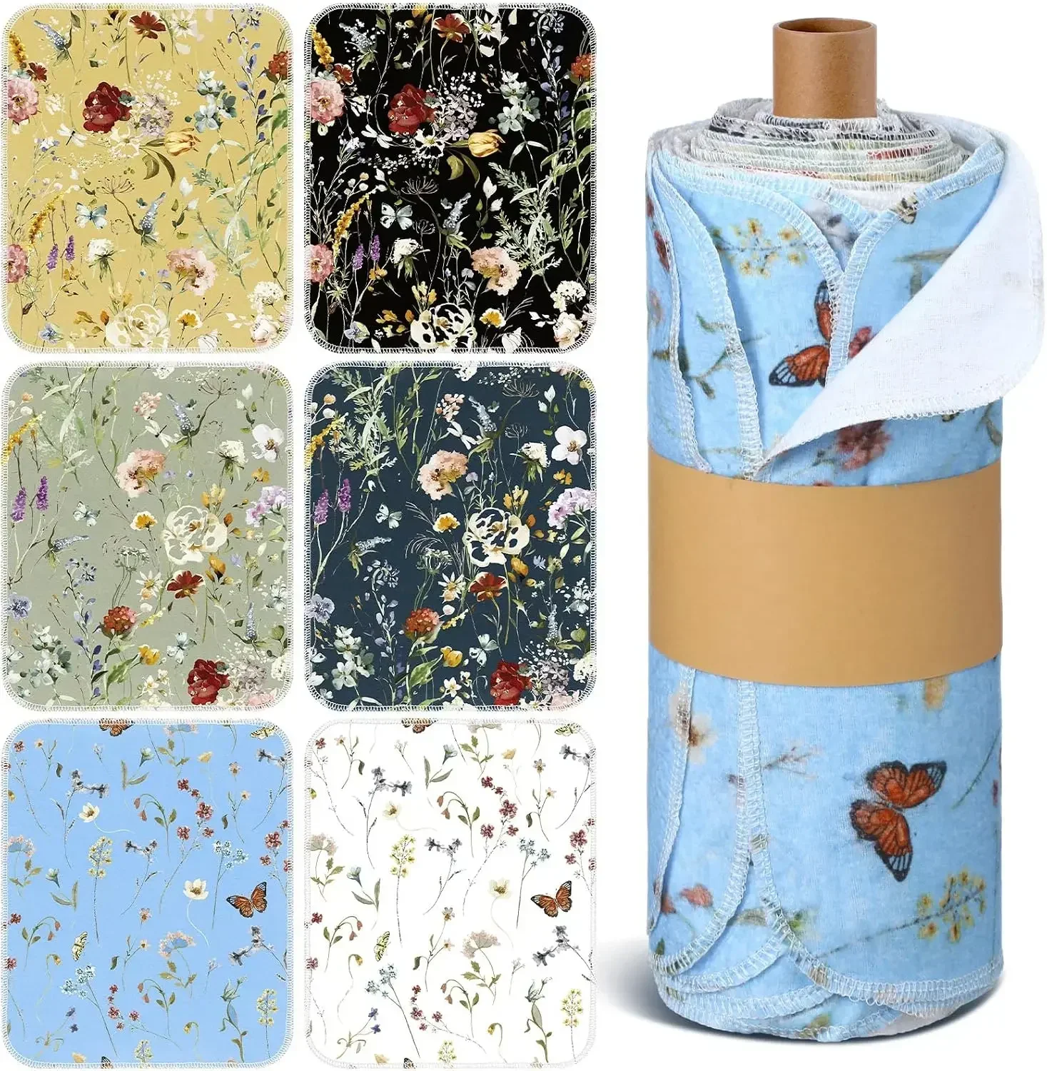 

36 packs of reusable cleaning cloth washable cotton kitchen napkins for house party supplies in bulk, (rich flowers)
