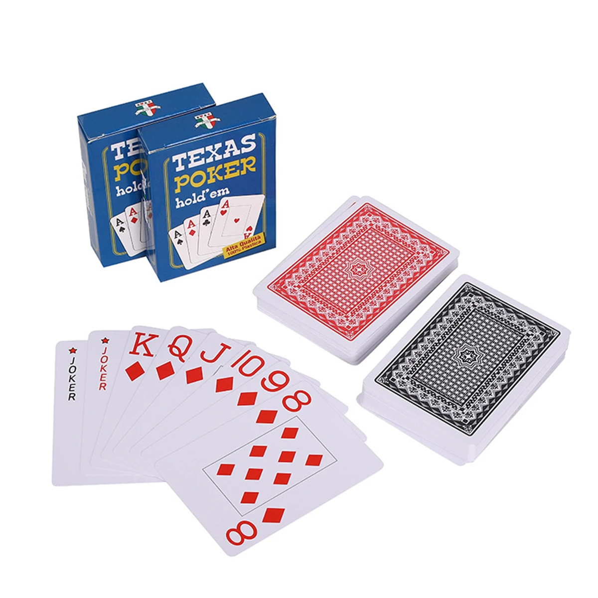 55PCS New Deck of Cards PVC Scrub Waterproof Playing Cards, Big Character Plastic Texas Hold\'em Poker Set In Case Table Game