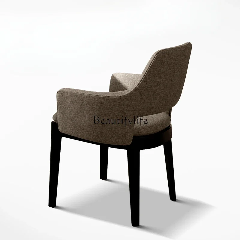 

ls 18Italian modern minimalist cotton and linen solid wood dining chair high-end hotel with armrest backrest
