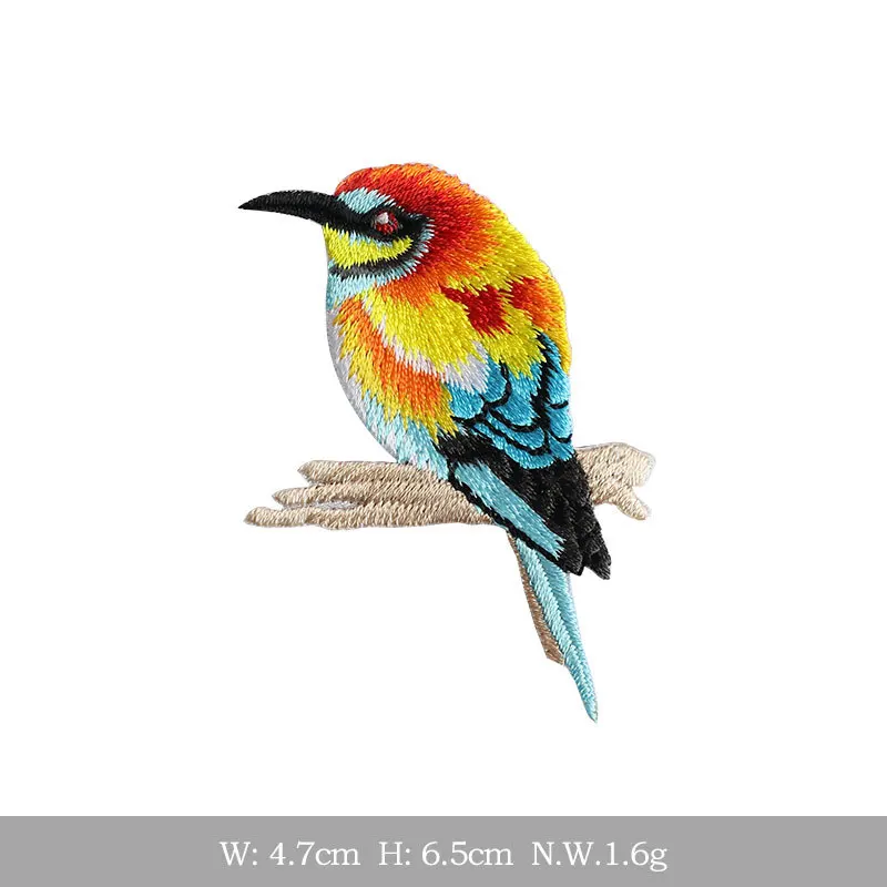 1 Piece 4.7*6.5cm Stick on Embroidery Stickers Cartoon Bird Cute Animal Patch Self-Adhesive for Clothes Bag DIY Decoration