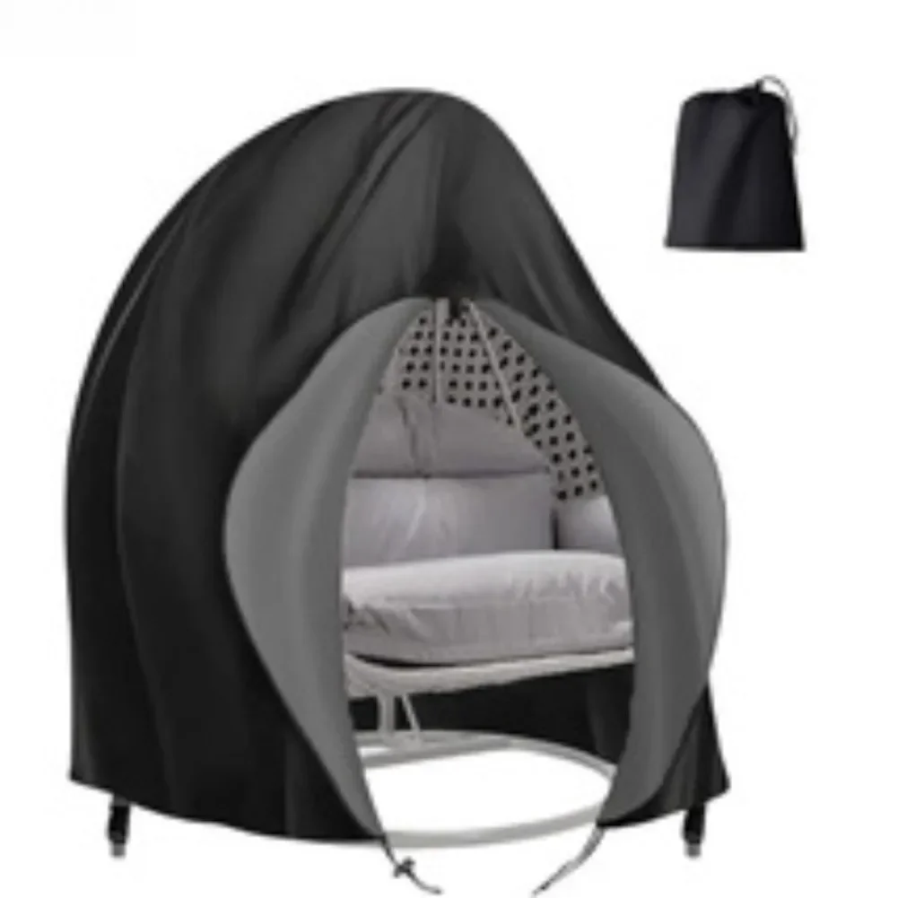 Waterproof Furniture Protector 420D Chair Cover For All-weather Outdoor Use Black Outdoor Cover Compact Folding