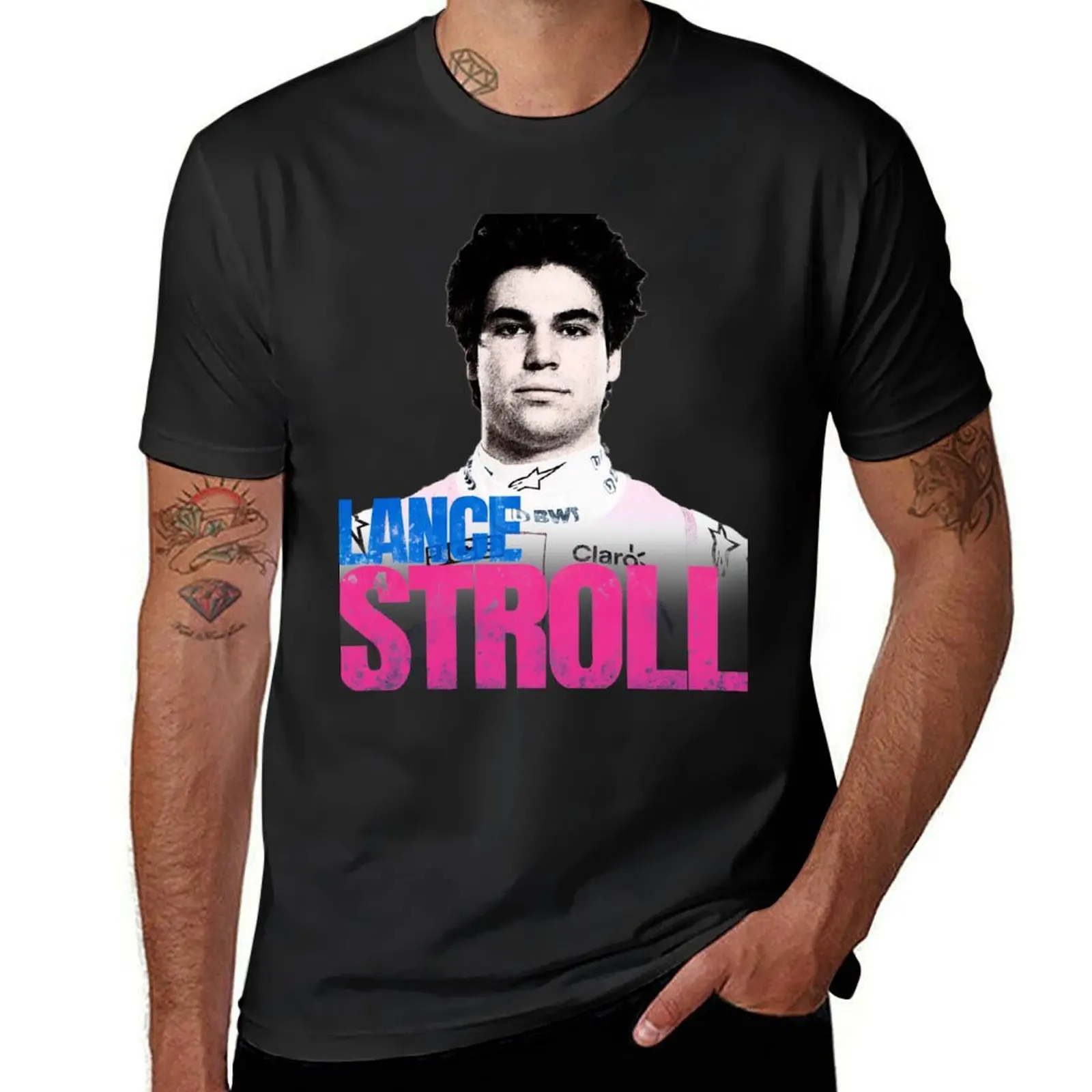 

Lance Stroll - Distressed Poster T-Shirt graphic t shirts oversized graphic tee plus size men clothing