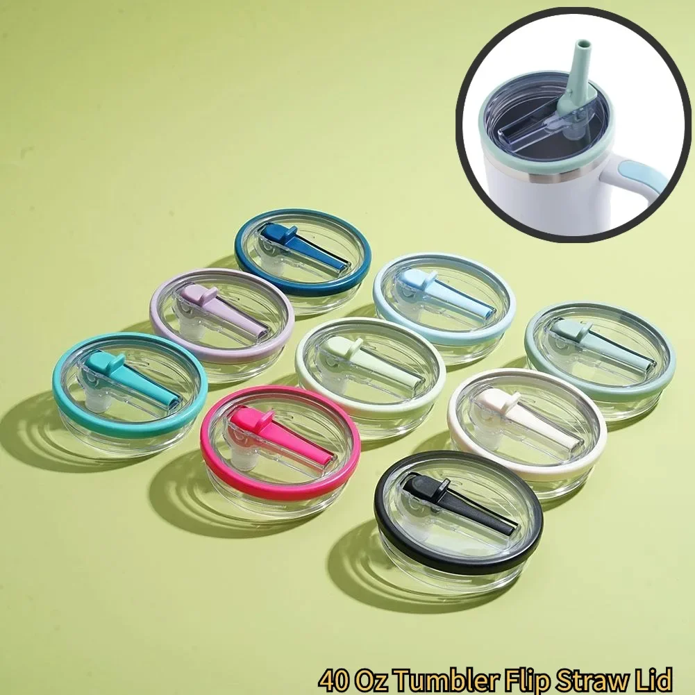 

40 Oz Tumbler Flip Straw Lid Replacement For Stanley Reusable Straw Cover Creative Design Folding Straw Seal Up Leak Proof Lid