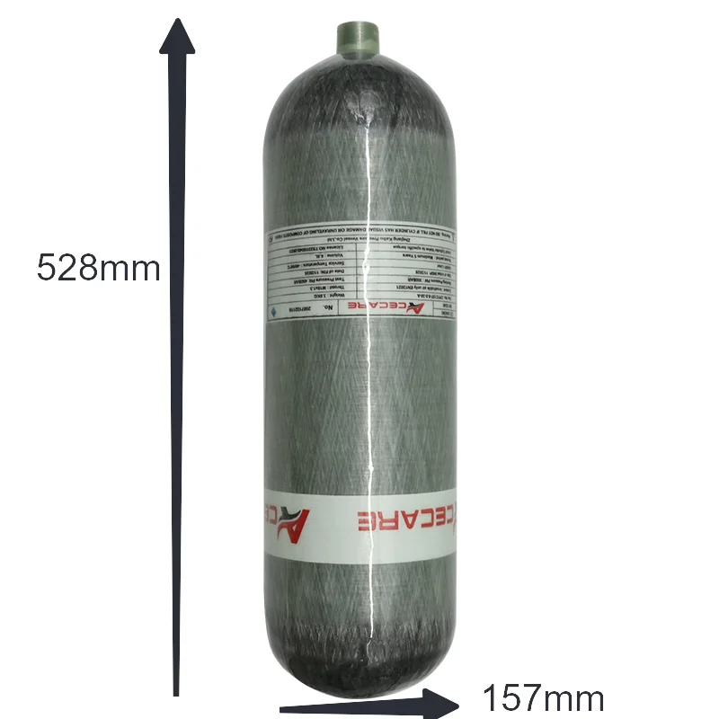 ACECARE 4500Psi 300Bar 30Mpa 6.8L Carbon Fiber Cylinder Diving Tank High Pressure Tank HPA Air Bottle M18*1.5