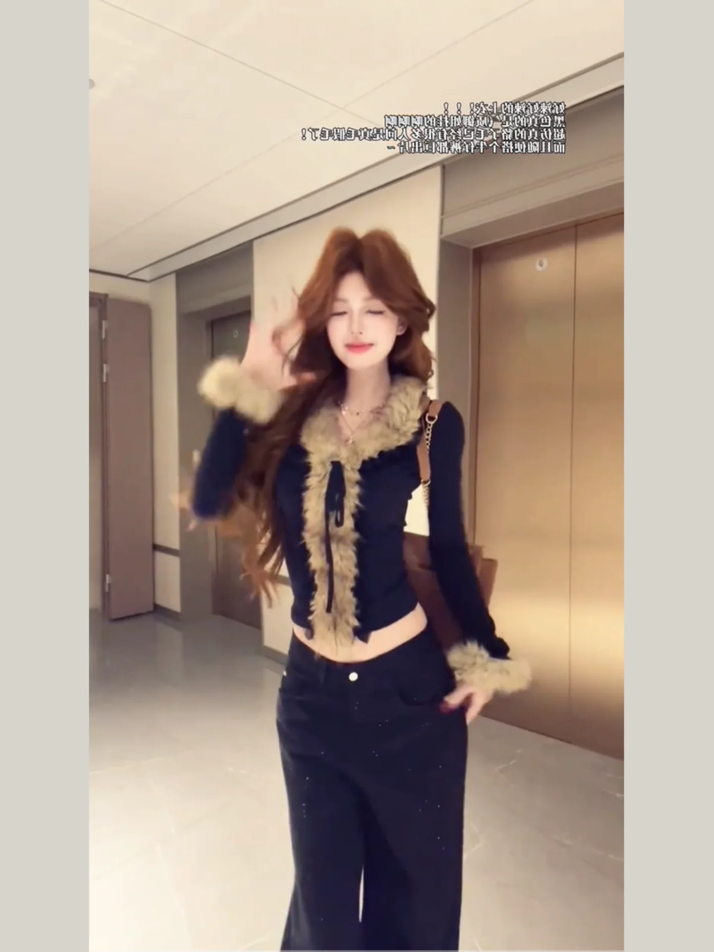 

Faionable Pure Desire Sle Women's Knitted Sweater Winter New Arrival Waist-Cinching Fur Collar All-Match Top