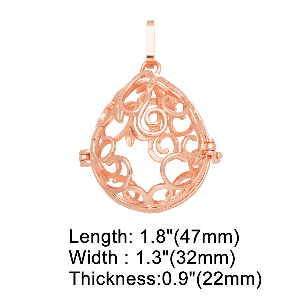 OCESRIO Hollow Drop Water Chime Ball Pendant for Necklace Copper Gold Plated Harmony Ball Jewelry Making Supplies pdtb173